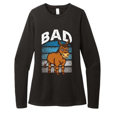 Funny Retro Bad Ass Angry Donkey Womens CVC Long Sleeve Shirt