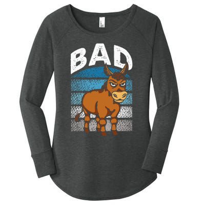 Funny Retro Bad Ass Angry Donkey Women's Perfect Tri Tunic Long Sleeve Shirt