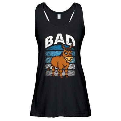 Funny Retro Bad Ass Angry Donkey Ladies Essential Flowy Tank