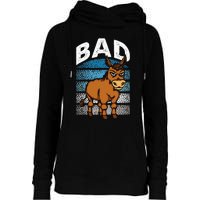 Funny Retro Bad Ass Angry Donkey Womens Funnel Neck Pullover Hood