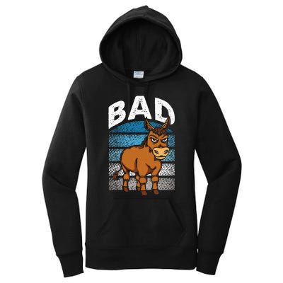 Funny Retro Bad Ass Angry Donkey Women's Pullover Hoodie