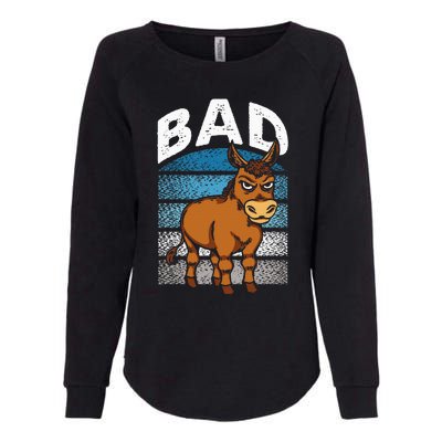 Funny Retro Bad Ass Angry Donkey Womens California Wash Sweatshirt