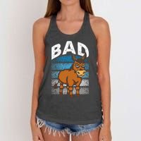 Funny Retro Bad Ass Angry Donkey Women's Knotted Racerback Tank