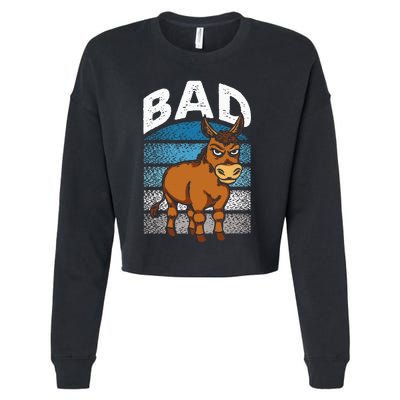 Funny Retro Bad Ass Angry Donkey Cropped Pullover Crew