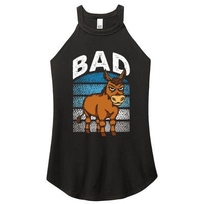 Funny Retro Bad Ass Angry Donkey Women’s Perfect Tri Rocker Tank