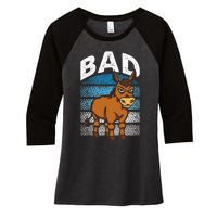 Funny Retro Bad Ass Angry Donkey Women's Tri-Blend 3/4-Sleeve Raglan Shirt