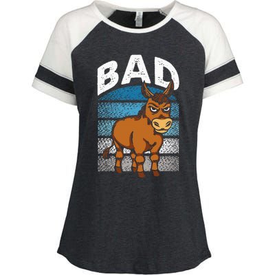 Funny Retro Bad Ass Angry Donkey Enza Ladies Jersey Colorblock Tee