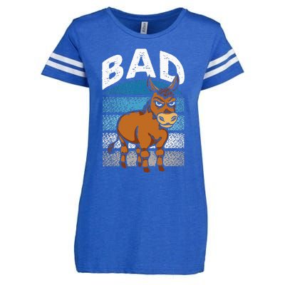 Funny Retro Bad Ass Angry Donkey Enza Ladies Jersey Football T-Shirt