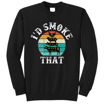 Funny Retro BBQ Party Smoker Chef Dad Gift  I'd Smoke That Sweatshirt