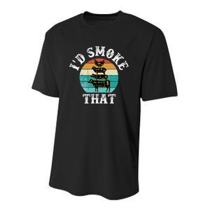 Funny Retro BBQ Party Smoker Chef Dad Gift  I'd Smoke That Youth Performance Sprint T-Shirt