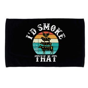 Funny Retro BBQ Party Smoker Chef Dad Gift  I'd Smoke That Microfiber Hand Towel