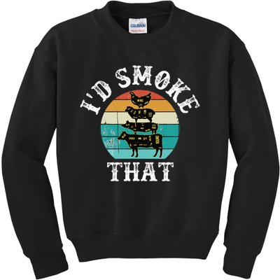 Funny Retro BBQ Party Smoker Chef Dad Gift  I'd Smoke That Kids Sweatshirt