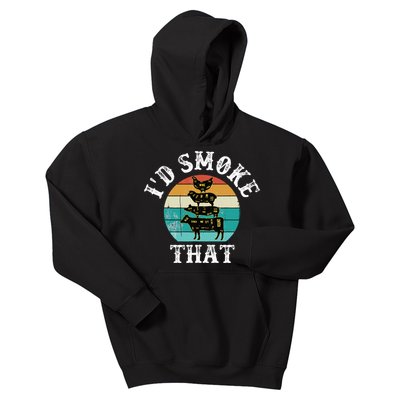 Funny Retro BBQ Party Smoker Chef Dad Gift  I'd Smoke That Kids Hoodie