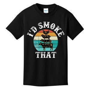 Funny Retro BBQ Party Smoker Chef Dad Gift  I'd Smoke That Kids T-Shirt