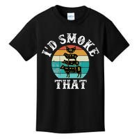 Funny Retro BBQ Party Smoker Chef Dad Gift  I'd Smoke That Kids T-Shirt