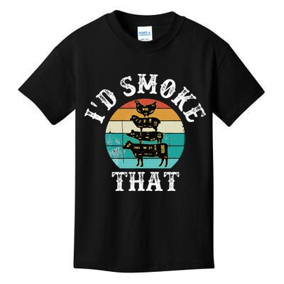 Funny Retro BBQ Party Smoker Chef Dad Gift  I'd Smoke That Kids T-Shirt