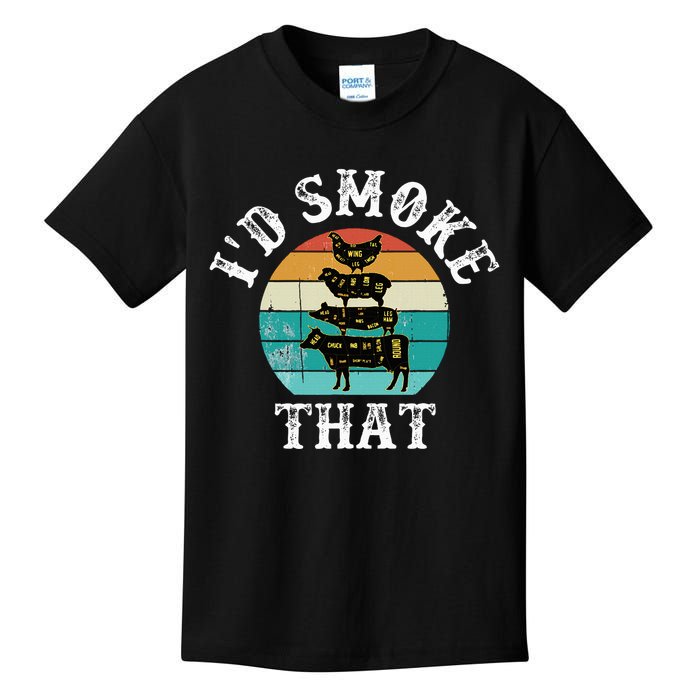 Funny Retro BBQ Party Smoker Chef Dad Gift  I'd Smoke That Kids T-Shirt