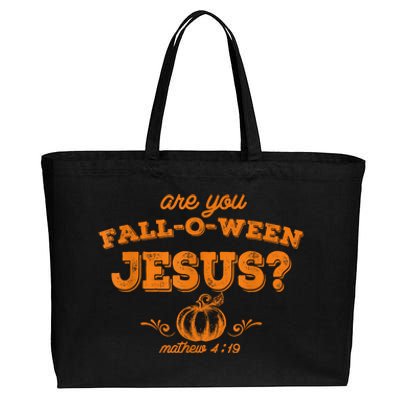 Fall Religious Bible Matthew Are You Falloween Jesus Cotton Canvas Jumbo Tote