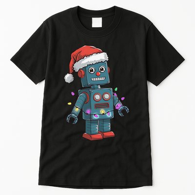 Festive Robot Bringing Christmas Cheer And Fun Lights Tall T-Shirt