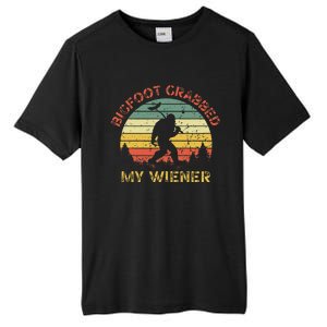 Funny Retro Bigfoot Bigfoot Grabbed My Wiener Tall Fusion ChromaSoft Performance T-Shirt