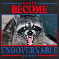 Funny Raccoon Become Ungovernable 7 Panel Mesh Trucker Snapback Hat