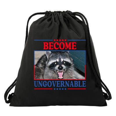 Funny Raccoon Become Ungovernable Drawstring Bag