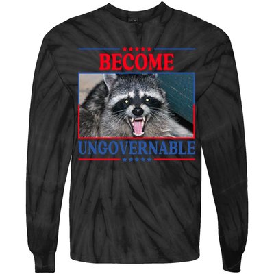 Funny Raccoon Become Ungovernable Tie-Dye Long Sleeve Shirt