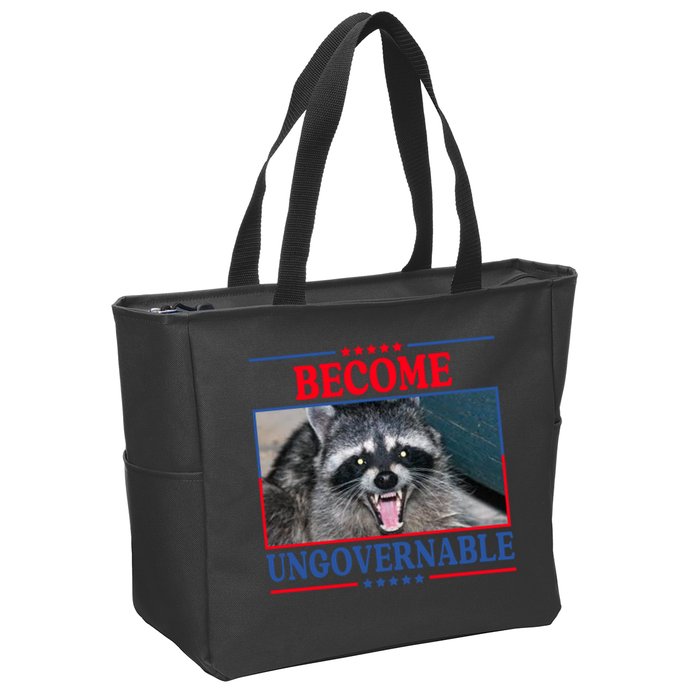 Funny Raccoon Become Ungovernable Zip Tote Bag