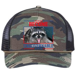 Funny Raccoon Become Ungovernable Retro Rope Trucker Hat Cap