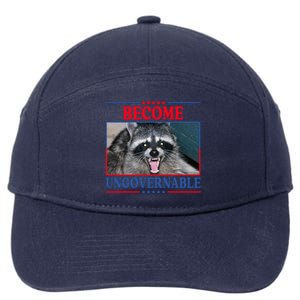 Funny Raccoon Become Ungovernable 7-Panel Snapback Hat