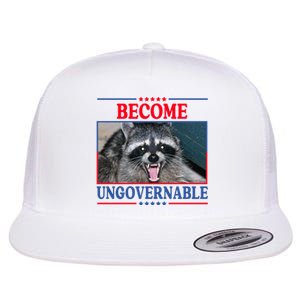 Funny Raccoon Become Ungovernable Flat Bill Trucker Hat