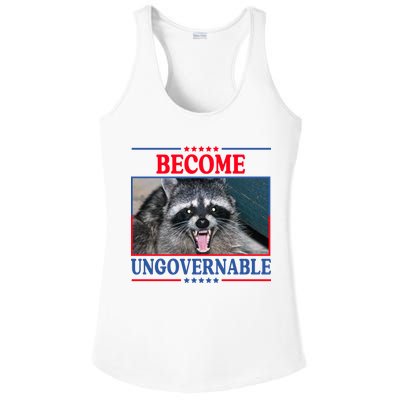 Funny Raccoon Become Ungovernable Ladies PosiCharge Competitor Racerback Tank