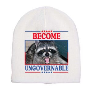 Funny Raccoon Become Ungovernable Short Acrylic Beanie