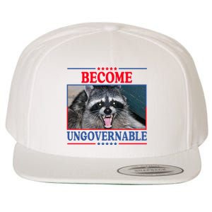 Funny Raccoon Become Ungovernable Wool Snapback Cap