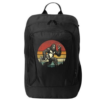 Funny Retro Bigfoot Skater Vintage Sasquatch Skateboarding City Backpack