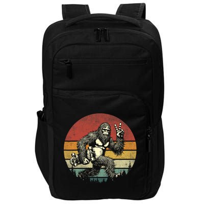 Funny Retro Bigfoot Skater Vintage Sasquatch Skateboarding Impact Tech Backpack