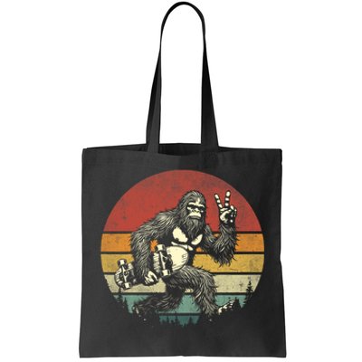 Funny Retro Bigfoot Skater Vintage Sasquatch Skateboarding Tote Bag