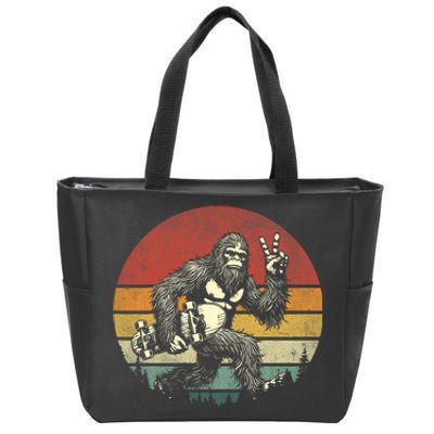 Funny Retro Bigfoot Skater Vintage Sasquatch Skateboarding Zip Tote Bag