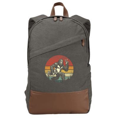 Funny Retro Bigfoot Skater Vintage Sasquatch Skateboarding Cotton Canvas Backpack