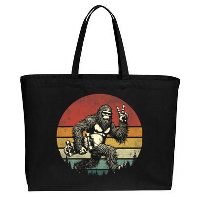 Funny Retro Bigfoot Skater Vintage Sasquatch Skateboarding Cotton Canvas Jumbo Tote