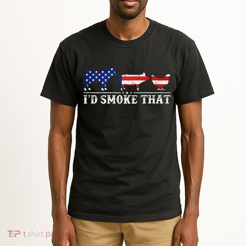 Funny Retro BBQ Party Grill Smoker Chef Dad Id Smoke That Tall T-Shirt