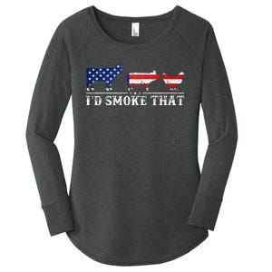 Funny Retro BBQ Party Grill Smoker Chef Dad Id Smoke That Women's Perfect Tri Tunic Long Sleeve Shirt