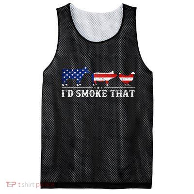 Funny Retro BBQ Party Grill Smoker Chef Dad Id Smoke That Mesh Reversible Basketball Jersey Tank