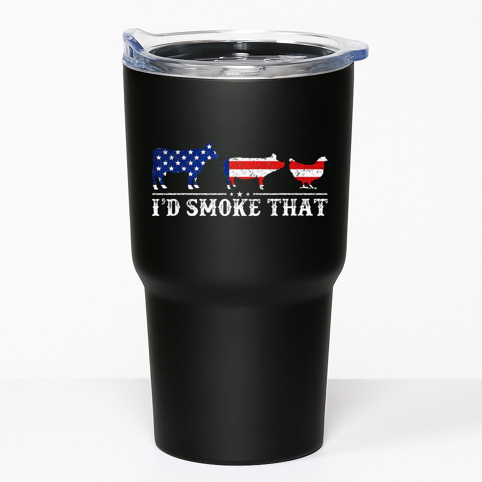 Funny Retro BBQ Party Grill Smoker Chef Dad Id Smoke That Tumbler