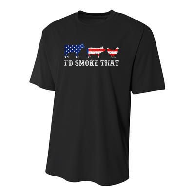 Funny Retro BBQ Party Grill Smoker Chef Dad Id Smoke That Youth Performance Sprint T-Shirt