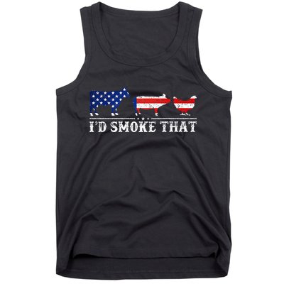 Funny Retro BBQ Party Grill Smoker Chef Dad Id Smoke That Tank Top