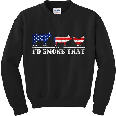 Funny Retro BBQ Party Grill Smoker Chef Dad Id Smoke That Kids Sweatshirt