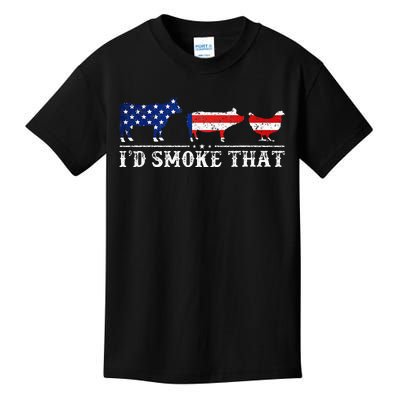 Funny Retro BBQ Party Grill Smoker Chef Dad Id Smoke That Kids T-Shirt