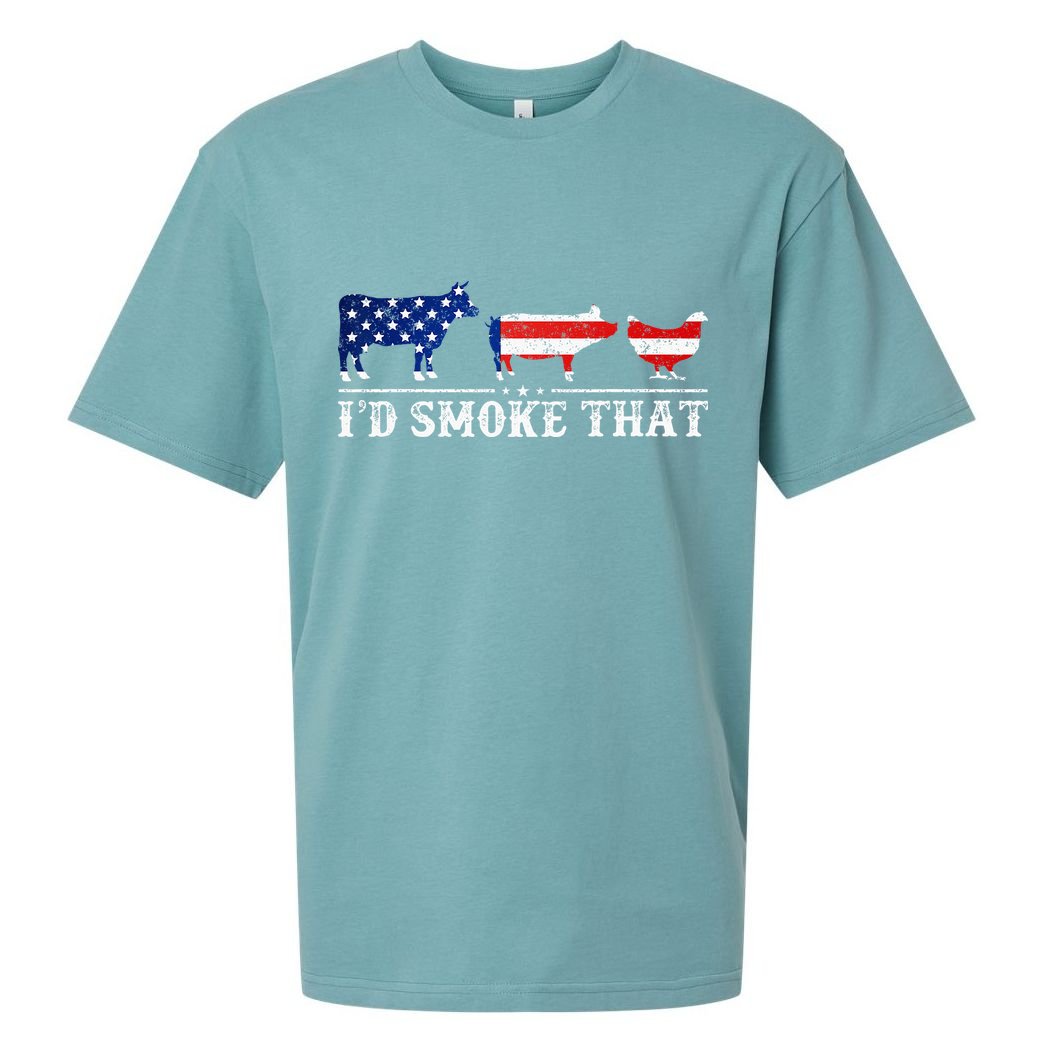 Funny Retro BBQ Party Grill Smoker Chef Dad Id Smoke That Sueded Cloud Jersey T-Shirt
