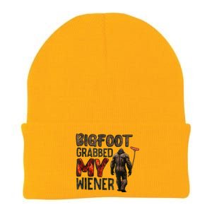 Funny Retro Bigfoot Bigfoot Grabbed My Wiener Design Knit Cap Winter Beanie